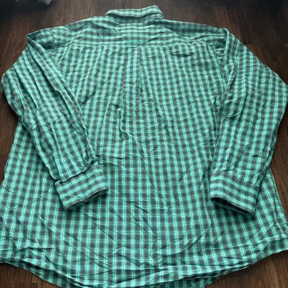 Ariat Shirt Mens Extra Large Green Pro Series Western Button Down Rodeo Workwear - Picture 7 of 8